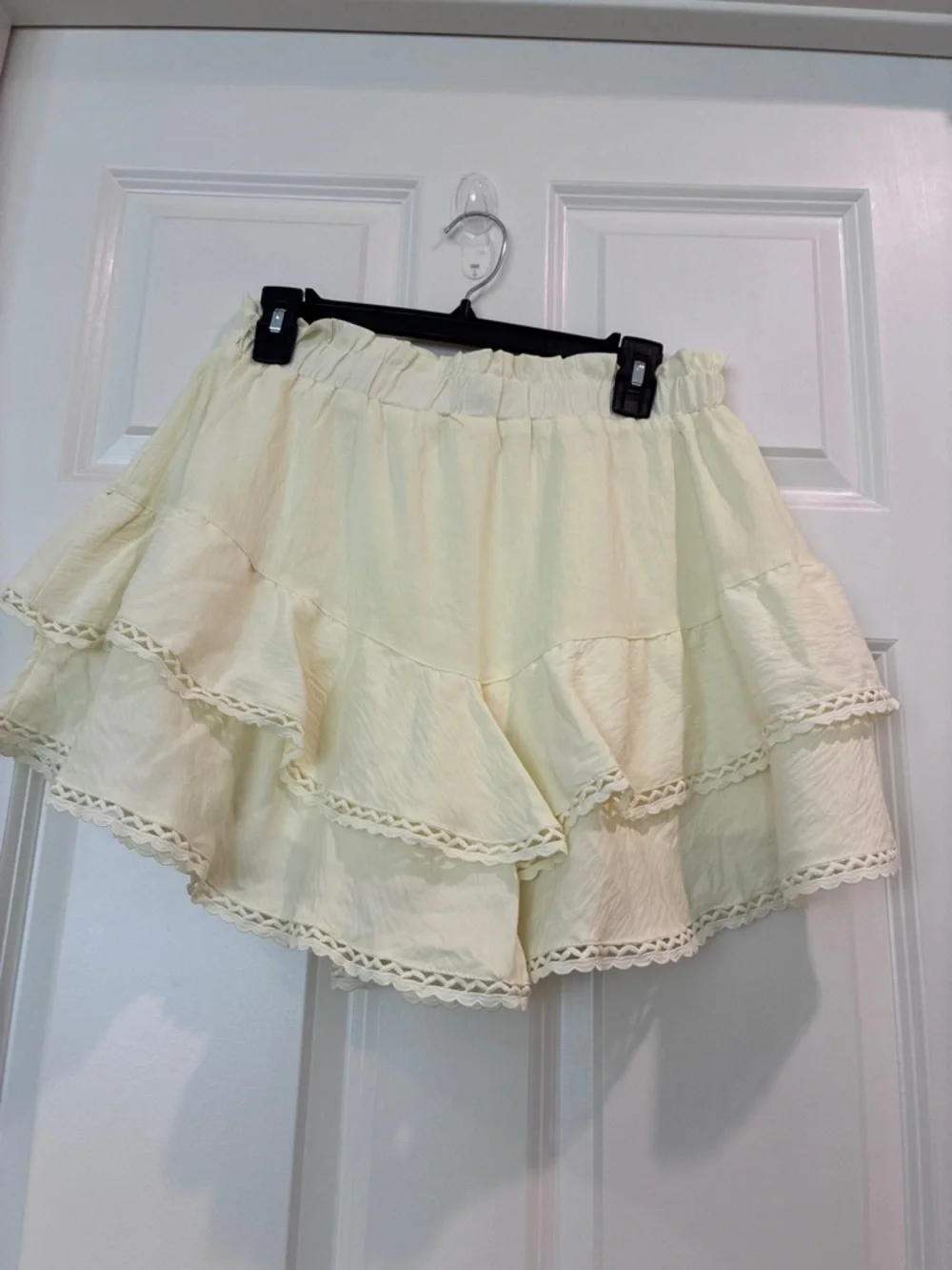 Source Unknown Yellow Tiered Lace-Trim‎ A-Line Skirt